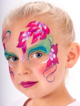 pink flowers face paint Miss Sparkles Exmouth